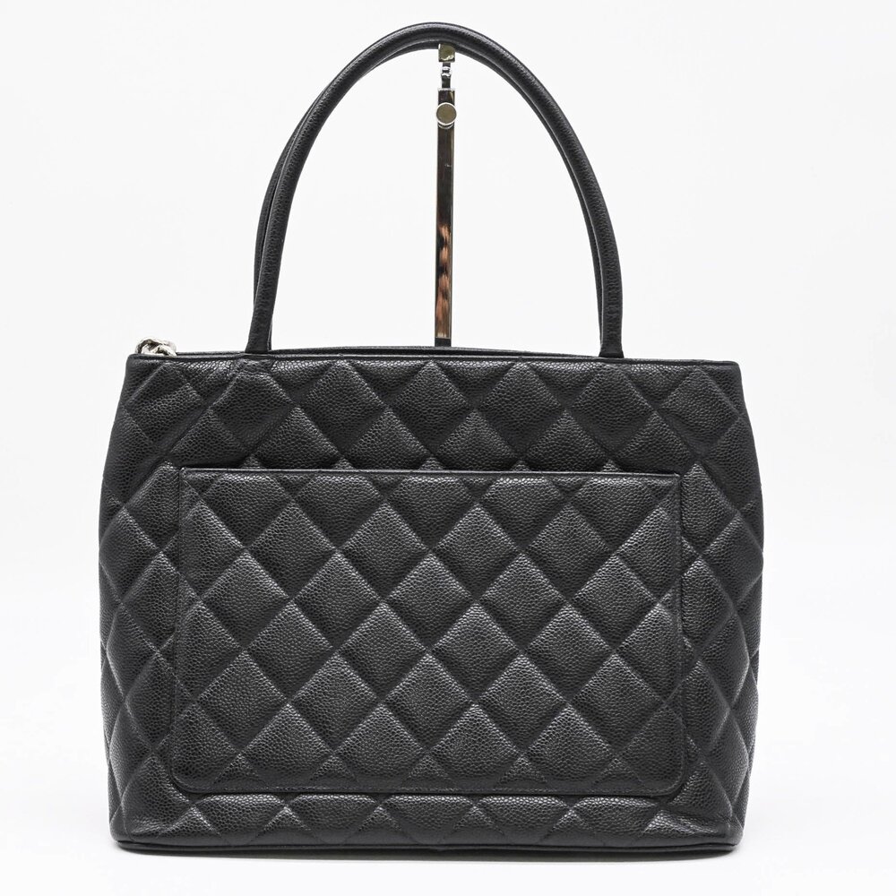 CHANEL Black Caviar Leather Logo Tote Bag - Picture 3 of 15